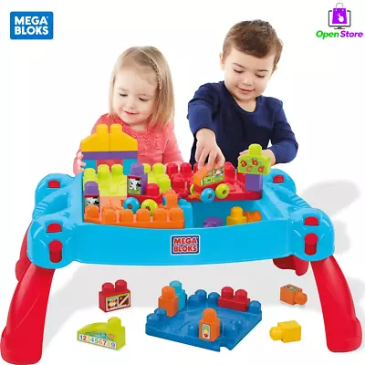 Mega Bloks First Builders Build Learn Table With Multicolor Big Building Blocks • $72.99