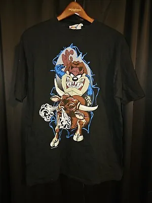 Looney Tunes Western Collection By Karman Taz Bull Riding Vintage TShirt Size XL • $40