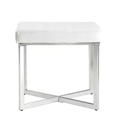 Carolina Cottage - Summer Vanity Bench - White & Chrome - 20 X 16 X 19 • $19.99