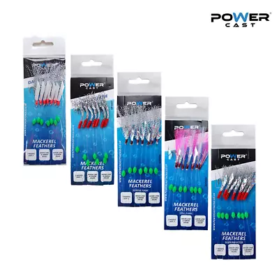 Mackerel Feathers Sea Fishing Rigs Lures 7 Hooks Sabiki Rig By Power Cast • £18.99