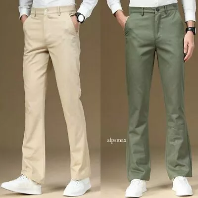 Men Bell Bottom Flared Cosy Pants Formal Dress Trouser Retro 60s 70s Casual Slim • $38.87