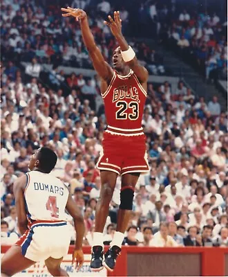 Michael Jordan 8x10 Chicago Bulls #23 Photo Jump Shot With Joe Dumars Red Jersey • $9.99