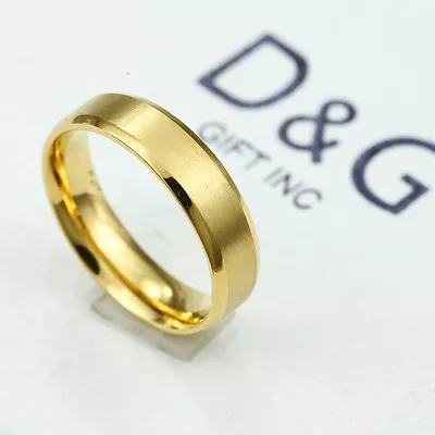 DG Men's Stainless SteelEngagement Wedding Band Ring 7 8-13 Gold Plated Box • $12.99