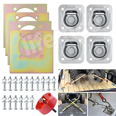 4 PCS Recessed Floor D-Ring Anchors W/ Backing Plate Cargo Trailer Tie Down US • $54.99