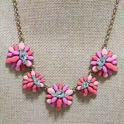 J. CREW Gold Pink Floral Starburst Bibb Necklace • $60