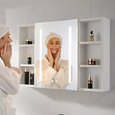 LED Bathroom Mirror Cabinet Medicine Cabinet Wall Mounted Storage Touch Switch • $132.99