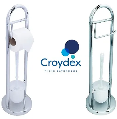 £12.90 • Buy Croydex Combined Toilet Brush And Toilet Roll Holder Bathroom Storage Organiser