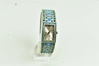 Heidi Daus Bangle Watch Blue & Green Crystal Hinged  • $74.95