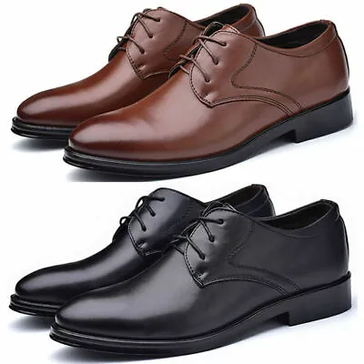 Mens Oxford Shoes Classic Smart Dress PU Leather Formal Work Office Lace Up Size • £19.67