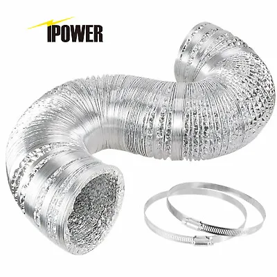 IPower 4''-14'' Inch Flexible Aluminum Air Ducting Dry Ventilation Hose For HVAC • $27.99