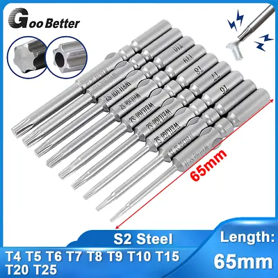 T4-T25 Torx Screwdriver Bit 5mm Round Shank Magnetic Impact Driver Drill Bits • $4.39