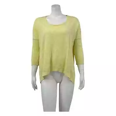 Moth Anthropologie Sweater Womens Small Knit Top Yellow Hi Lo Side Slits Cotton • $0.99