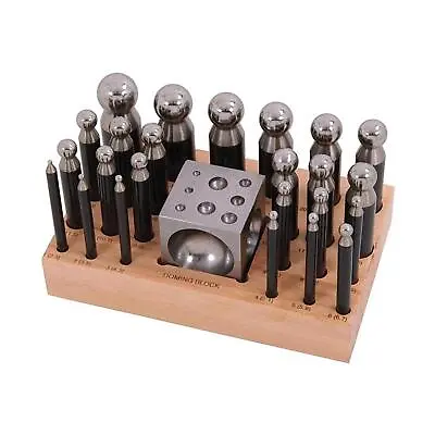 Doming Block & Punch Set 25Pc Dapping Crafting Metal Steel Working Shaping Tool • £33.99