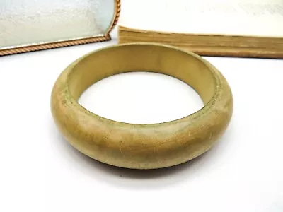 Vintage Chunky Green-Beige Distressed Wood Bangle Bracelet E80 • $16.99