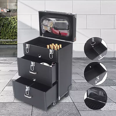 3-Tier Rolling Makeup Train Case Nail Polish Storage Box Organizer Cosmetics BOX • $71.25