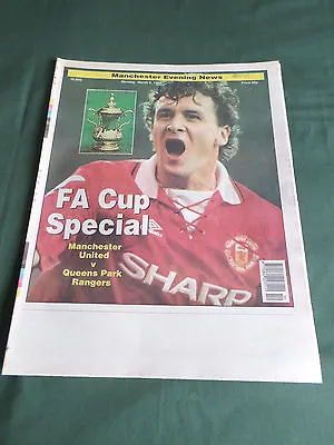 MANCHESTER UNITED V QPR - EVENING NEWS SOUVENIR-  F.A CUP SPECIAL  -1995      • £5.99