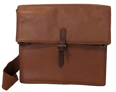 Mulholland Accordion Bag Messenger Pebbled Leather Brown Crossbody Strap Pockets • $125