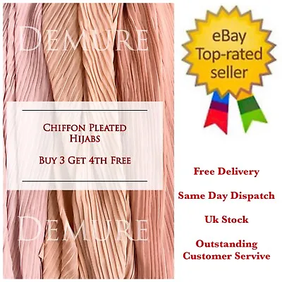 £3.99 • Buy Chiffon Hijab Scarf Pleated Crinkle Soft Light Elegant Crimp Shawl Wrap Sarong