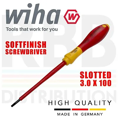 Wiha Slotted Screwdriver 3mm VDE Electrician 1000v Flat Head SoftFinish 00821 • £7.99