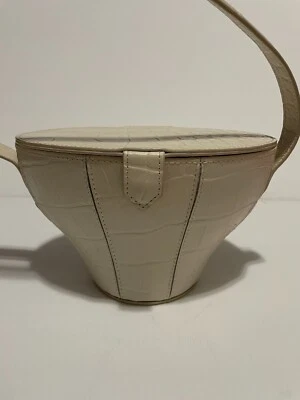 $69 • Buy STAUD Alice Croc Embossed Leather Bucket Bag Color Beige