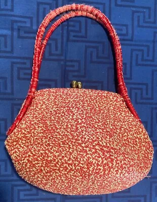 Josef Handbag -Vintage Red Straw W/Handle. Excellent Condition. Made In Italy • $19