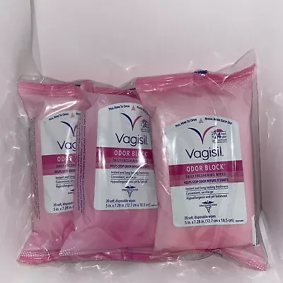 Vagisil Odor Block Daily Freshening Wipes In Resealable Pouch - 3 PACK • $8.99