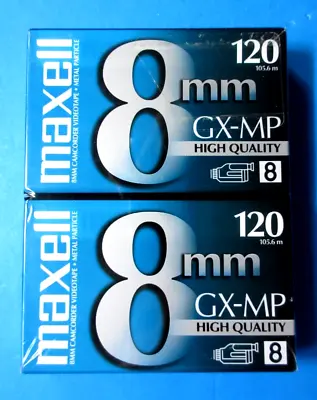 Lot Of 2 Maxell 8mm GX-MP 120 High Quality Camcorder Blank Recording Videotapes • $19.99