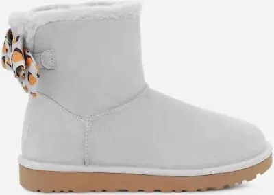 NIB UGG Women’s Mini Bailey Bow Retro Spots Metal Grey Size US 5 US • $89