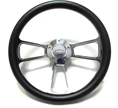 1966 Chevelle El Camino Billet & Black Steering Wheel Chevy Horn Kit + Adapter • $201.87