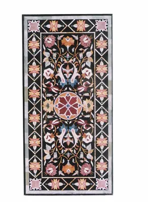 48  X 24  Black Marble Table Top Pietra Dura Inlay Home Decor • $1517.98