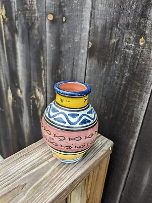 £22.47 • Buy Moroccan Clay Pottery Hand Painted Vase