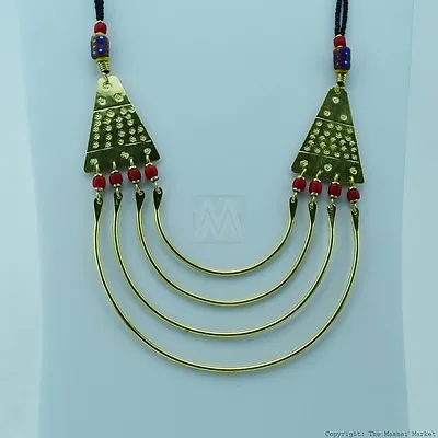 $29.99 • Buy Maasai Market Handmade Jewelry Masai Trade Bead Brass Strand Necklace 119-90