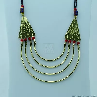 Maasai Market Handmade Jewelry Masai Trade Bead Brass Strand Necklace 119-90 • $29.99