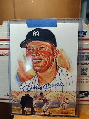 Mickey Mantle Autograph AUTO 5  X 7  Picture GAI Authentication Yankees Blue Ink • $98