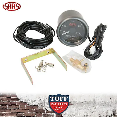 SAAS Turbo Diesel Boost Gauge Black Face 20 PSI 52mm Multi Colour + Fitting Kit • $60