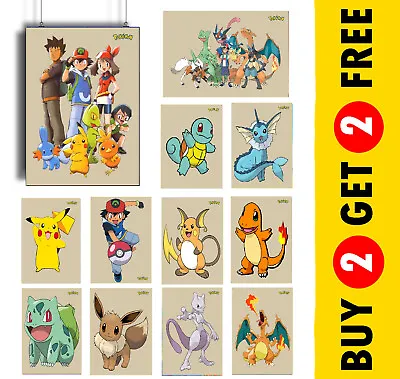 Pokémon Children's Bedroom Wall Art Poster Print Picture Pokemon Gift A5 A4 A3 • £2.19