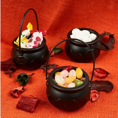 12pc Halloween Props Mini Cauldrons Plastic Witch Buckets Trick Or Treat Buckets • £7.55