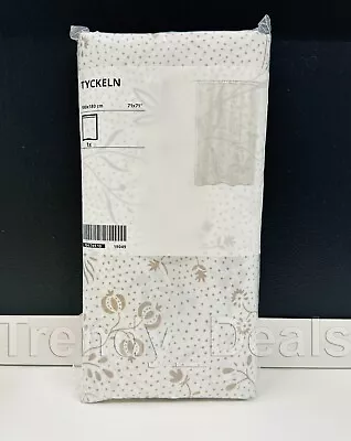 Ikea TYCKELN Shower Curtain Floral White/Dark Beige 71  X 71  - NEW • £20.89