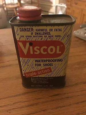 Vintage Advertising Tin Viscol Waterproof Shoe Boots Leather Silicones Feet • $20