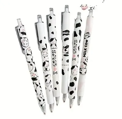 6pcs 0.5 Press Type Cute Matcha Cows Gel Pen Student Stationery Office Supplies • £3.99