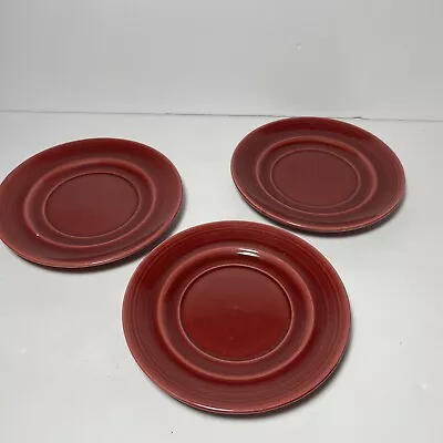 3 Vintage Metlox Colorstax 6  Saucer Small Plate Red Brick Cranberry • $18