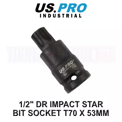 US PRO INDUSTRIAL T70 X 53MM 1/2  DR Impact Star Torx Bit Socket 3852 • £5.70