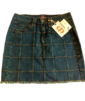 Stetson Jean Mini Skirt Womens Sz XS Patchwork Frayed Hem Denim Western Blue New • $16.98