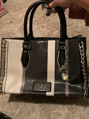 Marc New York Leather And Chains Handbag Purse Black And White Keychain Charms • $5