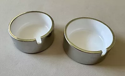 2 CHROME White PLASTIC Modern Ashtray 1970s MARU TRENT PACIFIC KENMOCHI Design • $17.95