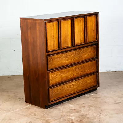 Mid Century Modern Dresser Highboy 5 Drawer Bassett Walnut Oak Danish Vintage • $1104.13