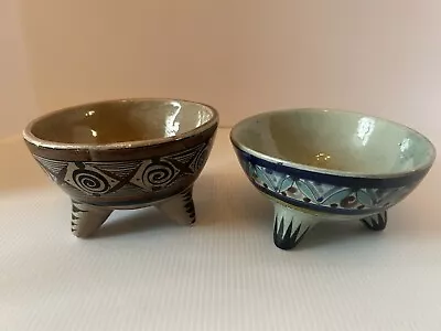 Lot Of 2 VTG Tonala Handmade & Painted Pottery Salsa Bowls Footed Signed 5.5” • $21.90