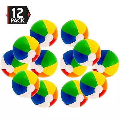 16  Rainbow Color Party Pack Inflatable Beach Balls - Beach Pool Party Toys (12 • $16.99