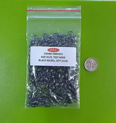 110x DFS Size 1/0 CRANE ROLLING FISHING SWIVELS   Test 60Kg  Tackle • $18.23