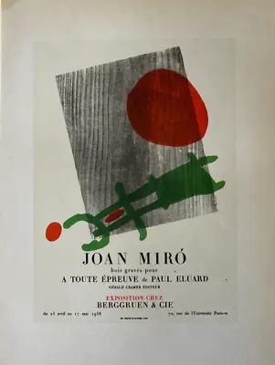 Joan Miro - Antique Lithograph Created: 1959 Mourlot Studios Paris France • $99